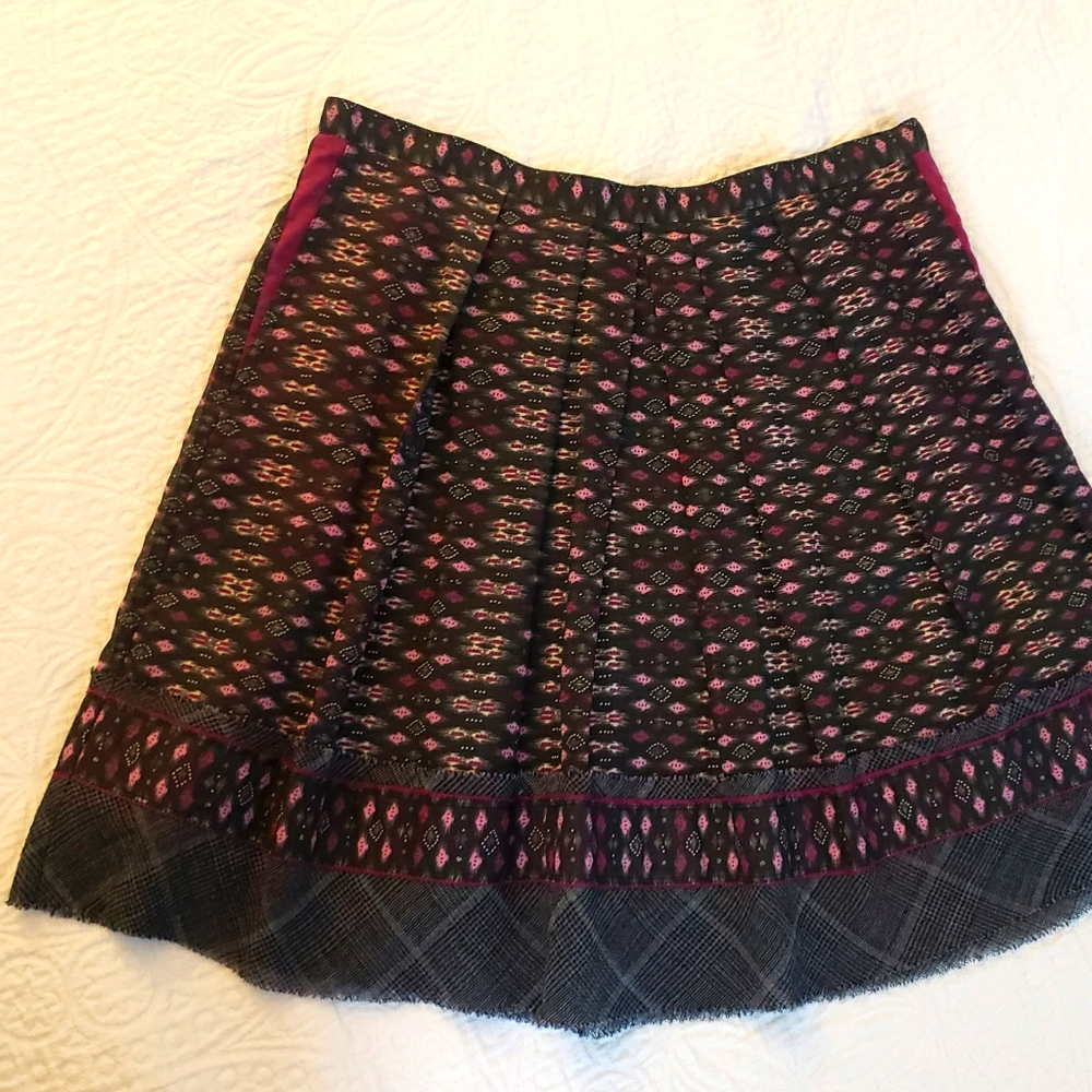 Cynthia Steffe pleated midi Skirt black gray 6